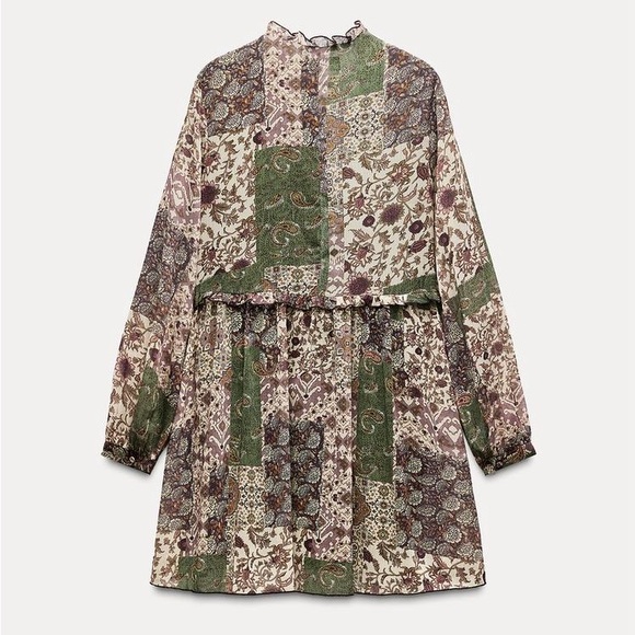 Zara Ruffled Print Mini Dress - Picture 9 of 12